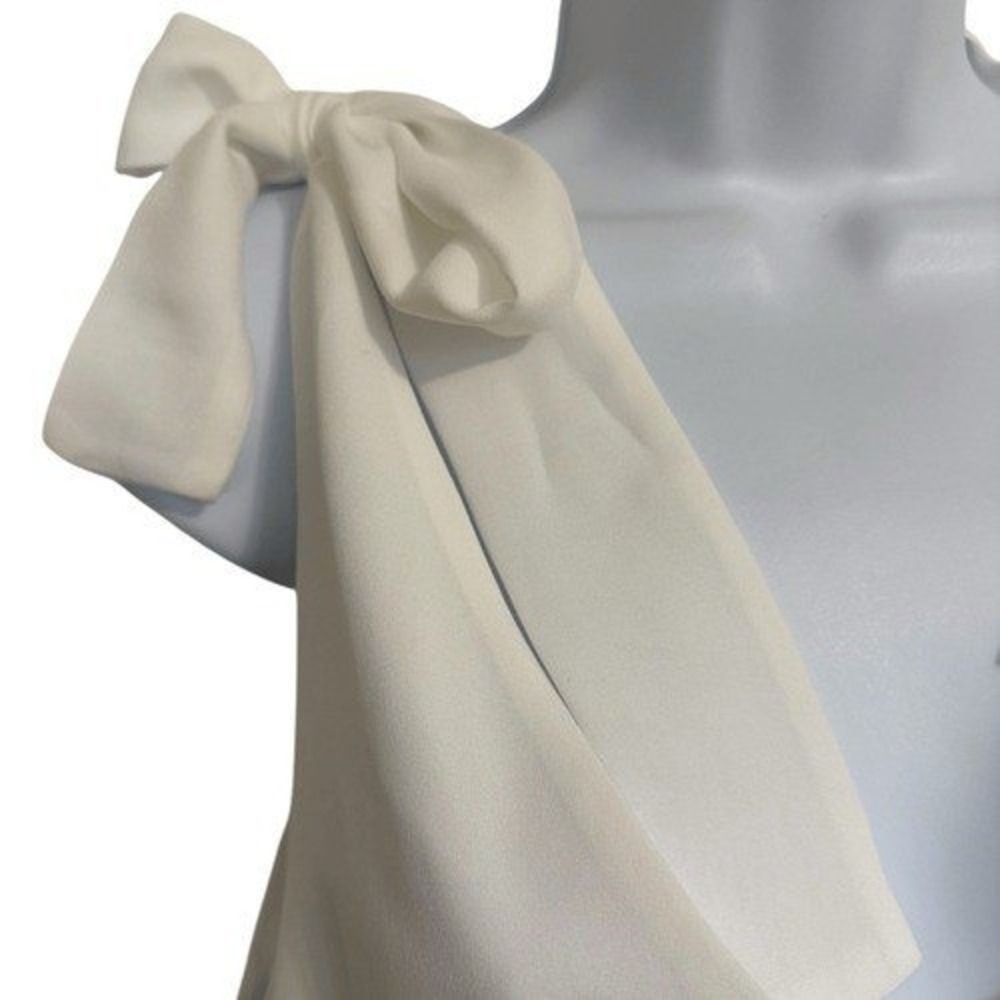 🆕 BELLE & BLOOM Feel For You White V-Neck Tie Shoulder Sleeveless Top NWT $90 XS - Picture 4 of 6